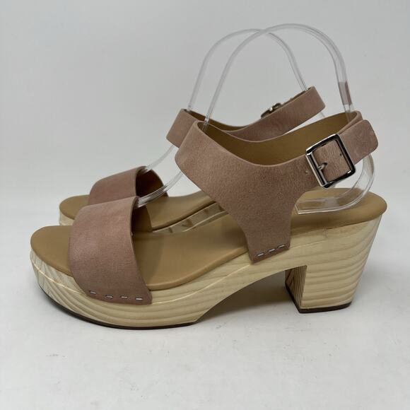 Nisolo All Day Open‎ Toe Clog Sandals Almond Brown Leather Platform Shoes Size 9 - Picture 5 of 14